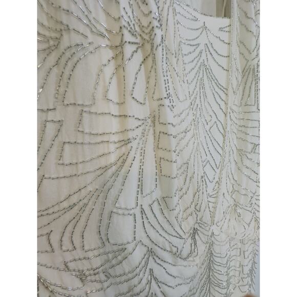 Pave New York Beverly Hills Silk Beaded Formal Gown Sz 6 Ivory Vintage Hong Kong - Picture 3 of 9